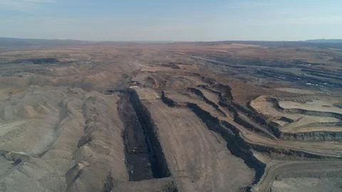 Land spoiled by industrial mining of coal. Environment destroyed by human action Stock Photos