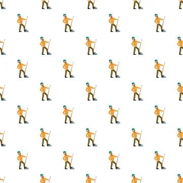 Land surveyor with instrument seamless pattern white background Illustrazione stock