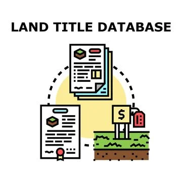 Land title database system managing property information Stock Illustration