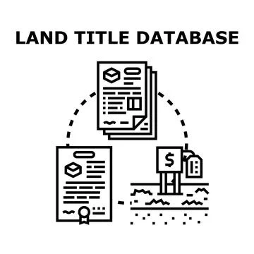 Land title database system managing property information Stock Illustration
