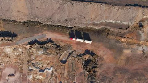 Land train in the process of transporting tourists to visit the geological pa Stock Photos