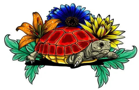 Land turtle in the jungle vector illustration Stock Illustration