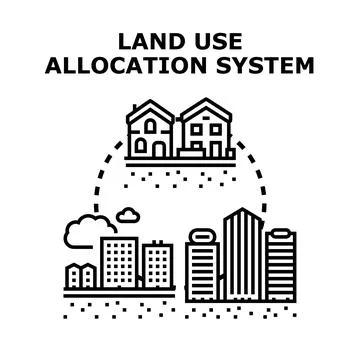 Land use allocation planning system concept vector Stock Illustration