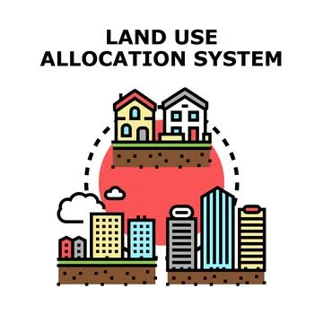 Land use allocation planning system concept vector Stock Illustration
