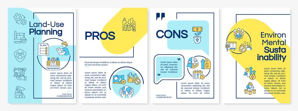 Land use planning process blue and yellow brochure template イラスト素材