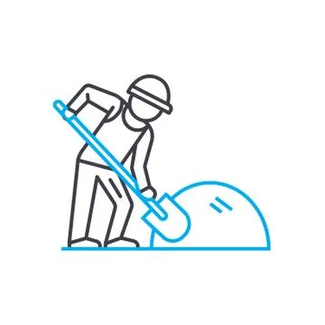 Land work vector thin line stroke icon. Land work outline illustration, linear Stock Illustration