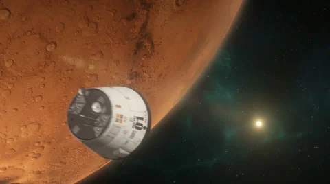 Lander Approaching Planet Mars Stock Footage 62932437