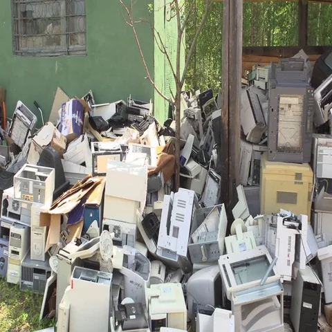 Landfill of computer equipment Stock Footage 69547398