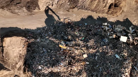 Landfill with Construction waste (CDW). Trash disposal for recycling and re-use. Vídeos de archivo 201755415
