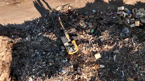 Landfill with Construction waste (CDW). Trash disposal for recycling and re-use. 스톡 동영상 201755747