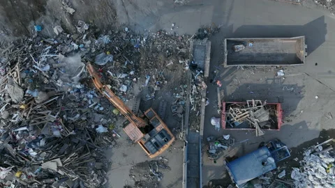 Landfill with Construction waste (CDW). Trash disposal for recycling and re-use. 스톡 동영상 201759614