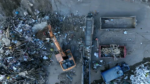 Landfill with Construction waste (CDW). Trash disposal for recycling and re-use Stock Footage 201766261