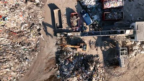 Landfill with Construction waste (CDW). Trash disposal for recycling and re-use. 스톡 동영상 201766754