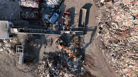 Landfill with Construction waste (CDW). Trash disposal for recycling and re-use. Stockbeeldmateriaal 201766873