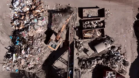 Landfill with Construction waste (CDW). Trash disposal for recycling and re-use Stock-Footage 212123955