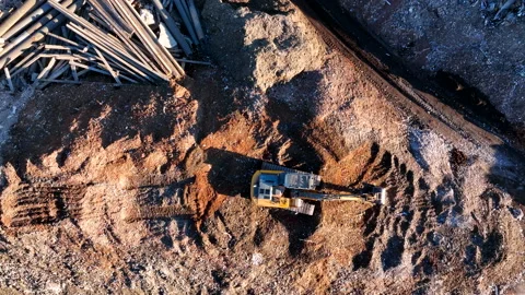 Landfill with Construction waste (CDW). Trash disposal for recycling and re-use. Video stock 219757580