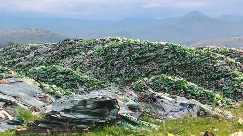 Landfill, dump environment. Full of garbage and plastic waste in landfill Stock Footage 122590441
