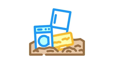 Landfill electronic e waste pollution color icon animation Stock Footage 327256528