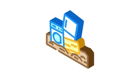 Landfill electronic e waste pollution isometric icon animation Stock Footage 327275482