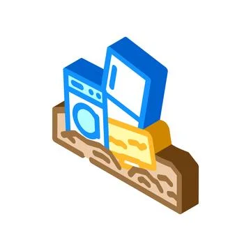 Landfill electronic e waste pollution isometric icon vector illustration Illustrazione stock
