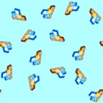 Landfill electronic e waste pollution isometric icon seamless pattern 스톡 일러스트