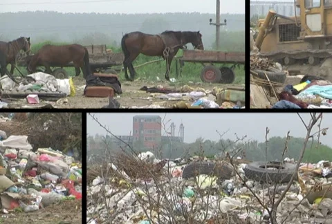 Landfill, garbage and waste multiscreen Stock Footage 619772