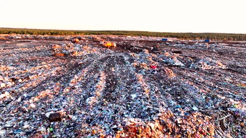 Landfill with garbage disposal. Stock Footage 219862346