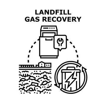 Landfill gas recovery process generating sustainable energy Stock Illustration