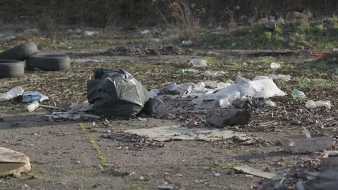 Landfill in nature, full of garbage Stock Footage 269660800