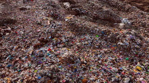 Landfill with rubbish disposal. Garbage dump with waste plastic Vidéo 201652022