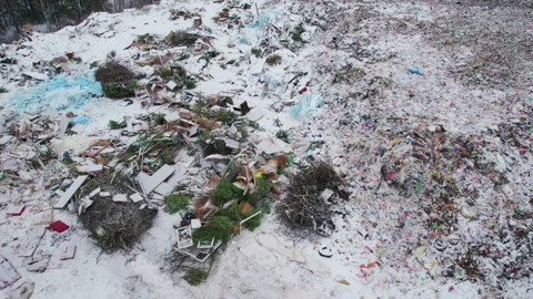 Landfill of solid household waste in a wooded area. Stock Footage 169691843