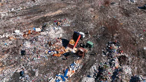 Landfill with storage of solid household waste. Stock Footage 212079382