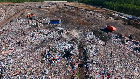 Landfill with storage of solid household waste. Stock-Footage 212130906