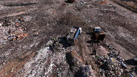 Landfill with storage of solid household waste. Stock Footage 212132542