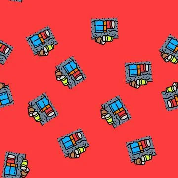 Landfill toxic pcb drums vector seamless pattern Stock Illustration