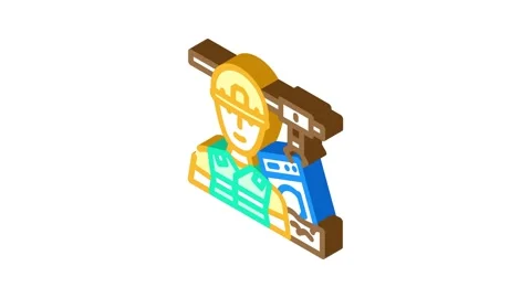 Landfill workers handling e waste pollution isometric icon animation Vidéo 327275446