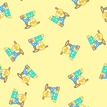 Landfill workers handling e waste pollution vector seamless pattern Stockillustratie