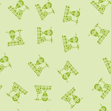 Landfill workers handling e waste pollution glyph vector seamless pattern Stock Illustration