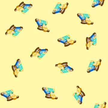 Landfill workers handling e waste pollution isometric icon seamless pattern Stockillustratie
