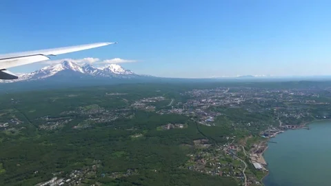 Landing airliner in Petropavlovsk Kamchatsky. Stock Footage