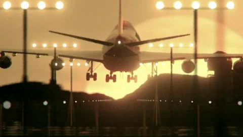Landing Airplane, Close Up Stock Illustration