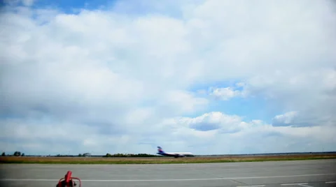 Landing of an airplane Stock Footage 5628021