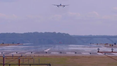 Landing of an Airplane Stock Footage 90251509