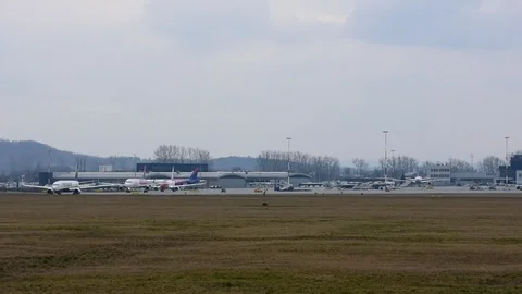 Landing airplane Stock Footage 126006544