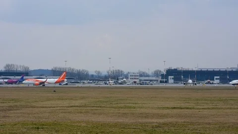 Landing airplane Stock Footage 126006686