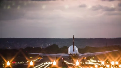 Landing airplane Stock Footage 245243038