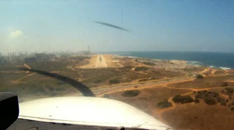 Landing of an Airplane - Pilot View Stock Footage 10923033