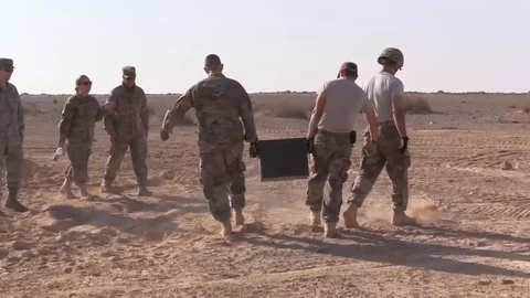 Landing of cargo in combat Stock Footage 104091560