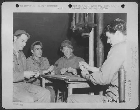 At a landing Ground on Anzio Beachhead in Italy, playing cards is practica... Stock Photos