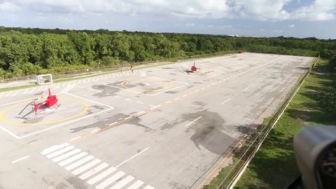 Landing at the heliport Stock Footage 105109145